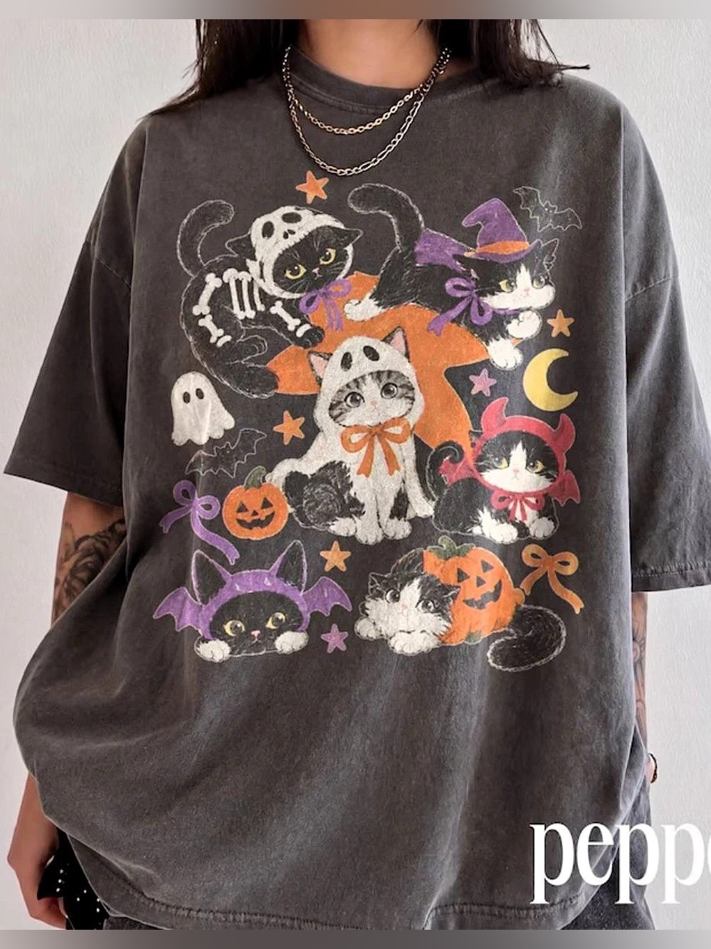 Comfort Colors Halloween Cats T-Shirt Graphic Tee